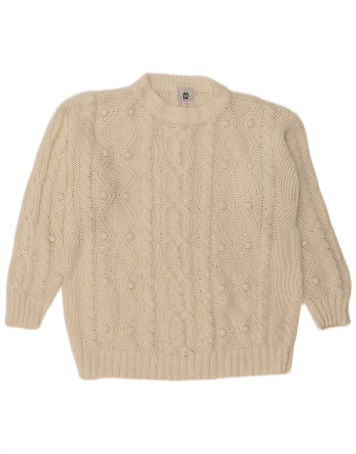 Nowy szybki damski sweter oversize z okrągłym dekoltem EU 40/42 Średni biały