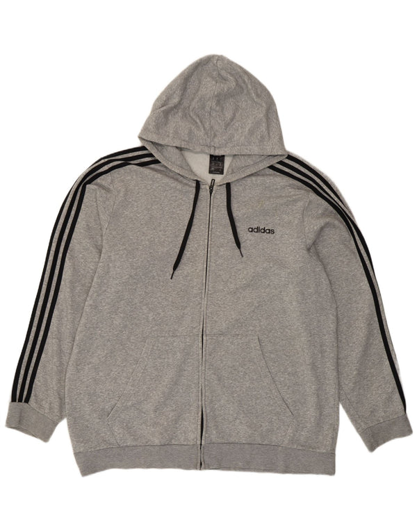 Adidas Męski sweter z kapturem i zamkiem błyskawicznym 2XL Szary, nakrapiany bawełniany