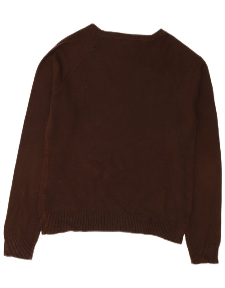 Sweter damski Zara z dekoltem w kształcie litery V, UK 12, średni brązowy, bawełniany