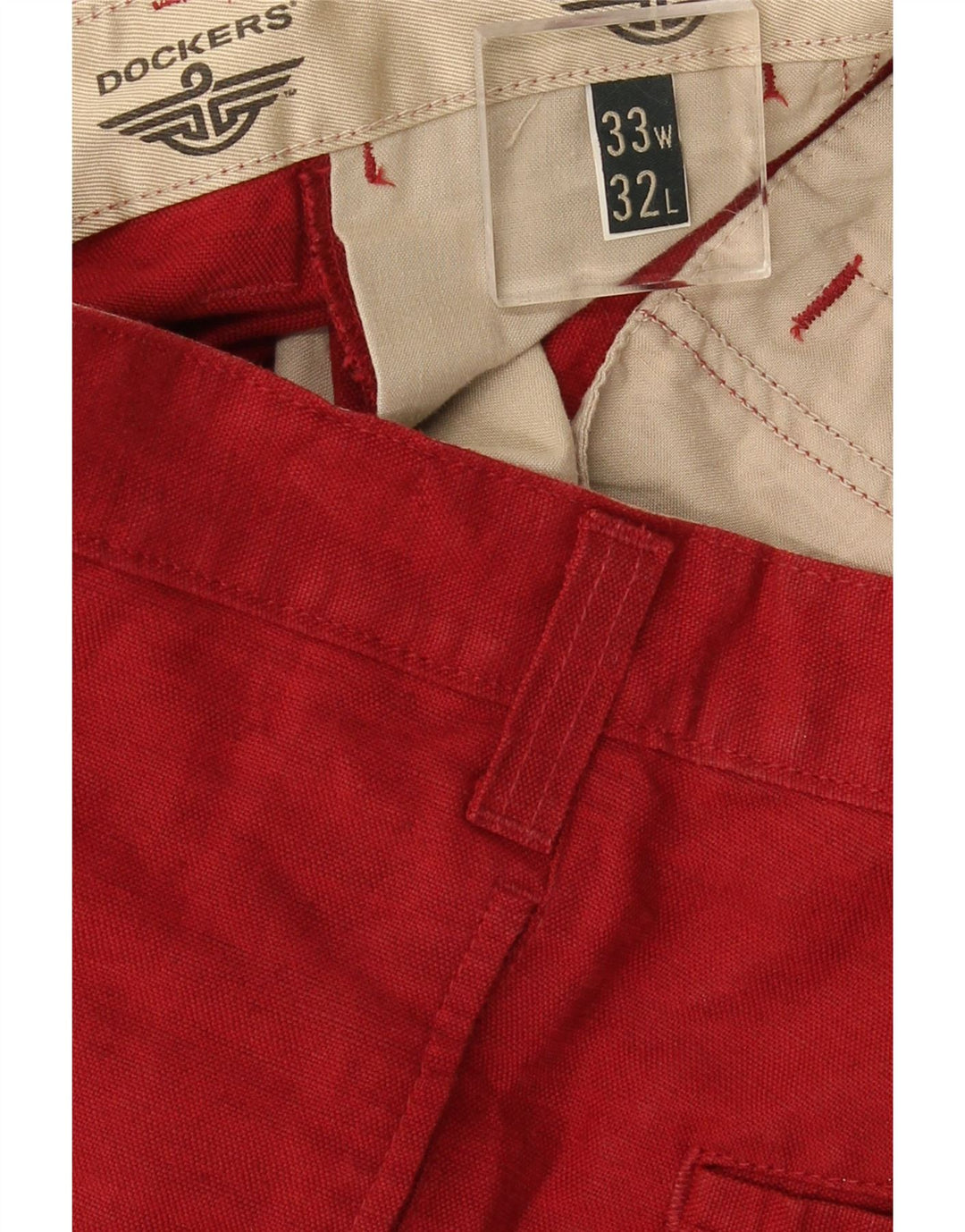 Męskie spodnie chino Dockers khaki proste W33 L32 czerwone