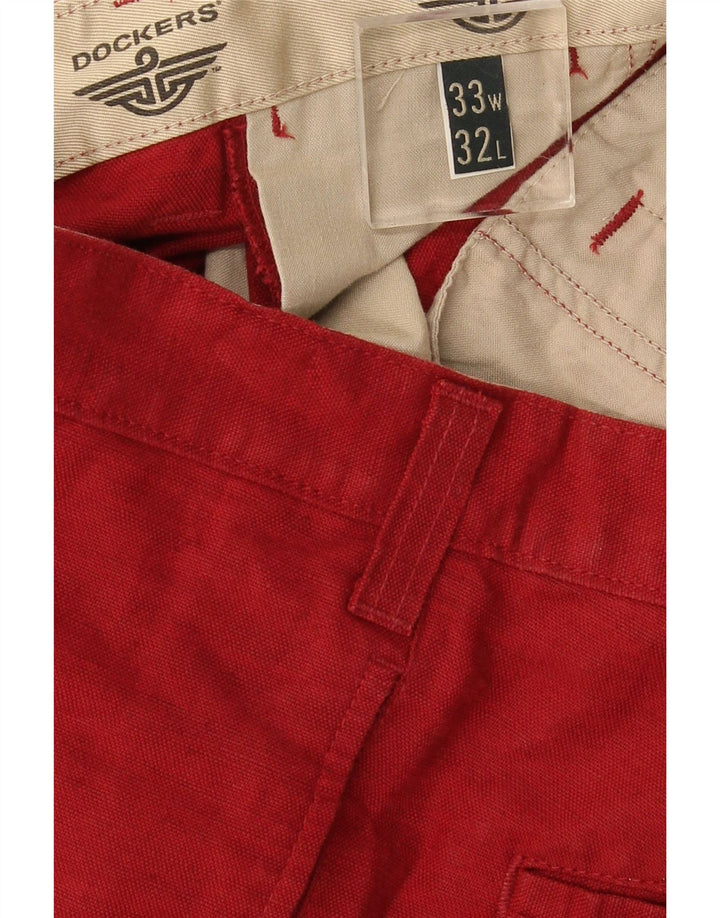 Męskie spodnie chino Dockers khaki proste W33 L32 czerwone