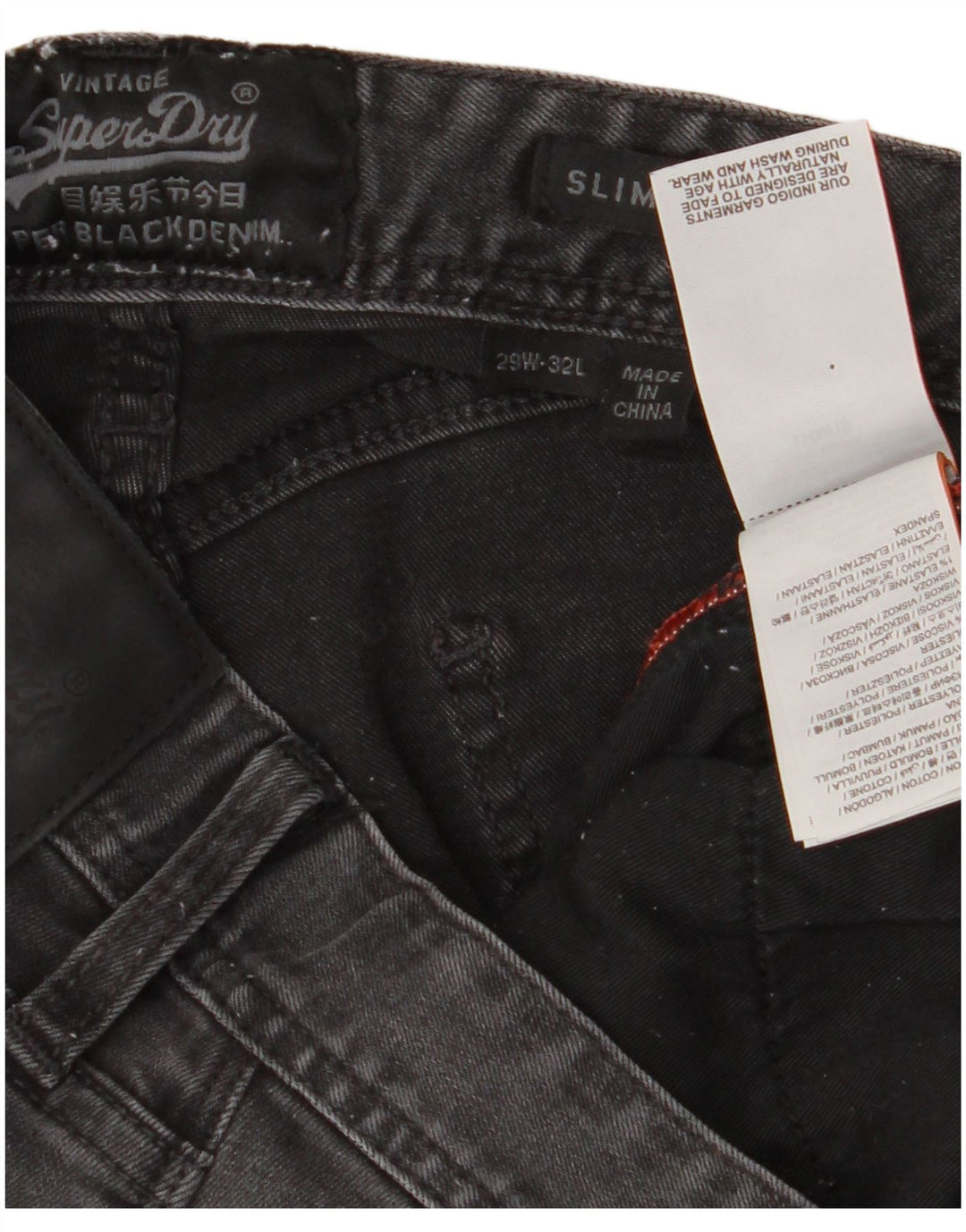 Męskie jeansy Superdry Slim W29 L32 Szara bawełna