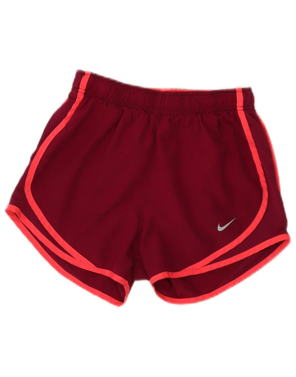Damskie spodenki sportowe Nike Dri Fit UK 4 XS Burgundowy poliester z blokami kolorów