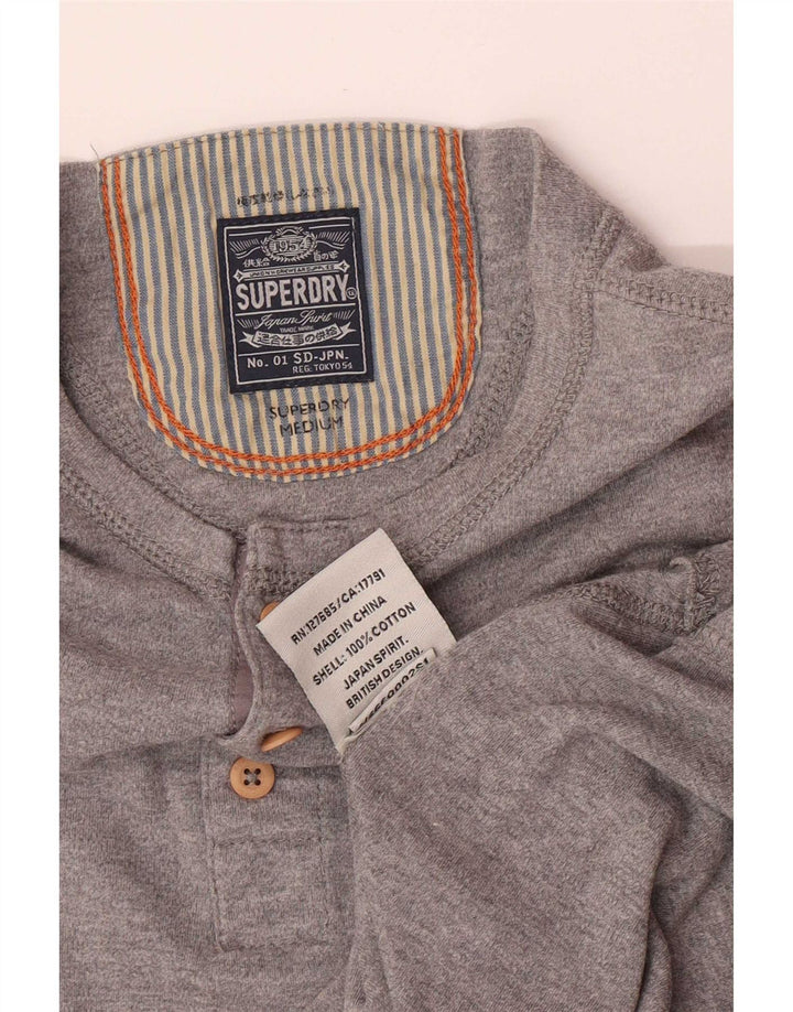 Superdry Mens Top Long Sleeve Medium Grey Cotton