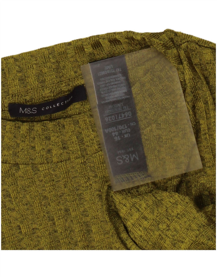 Marks & Spencer Damski top z długim rękawem, UK 16, duży, zielony, nakrapiany poliester