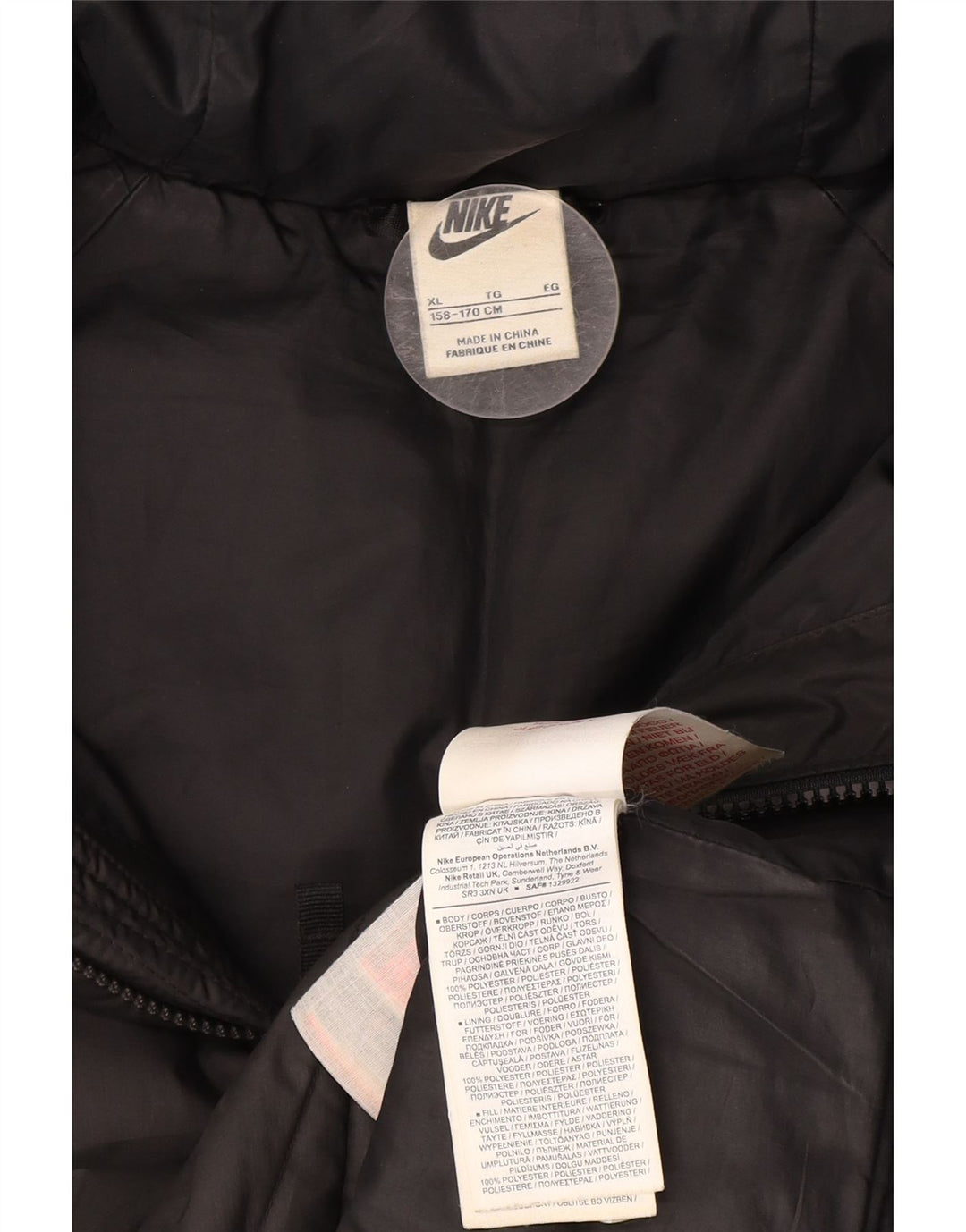 Chłopięca wyściełana kurtka z kapturem i kapturem Nike 13-14 lat XL, czarna, poliestrowa