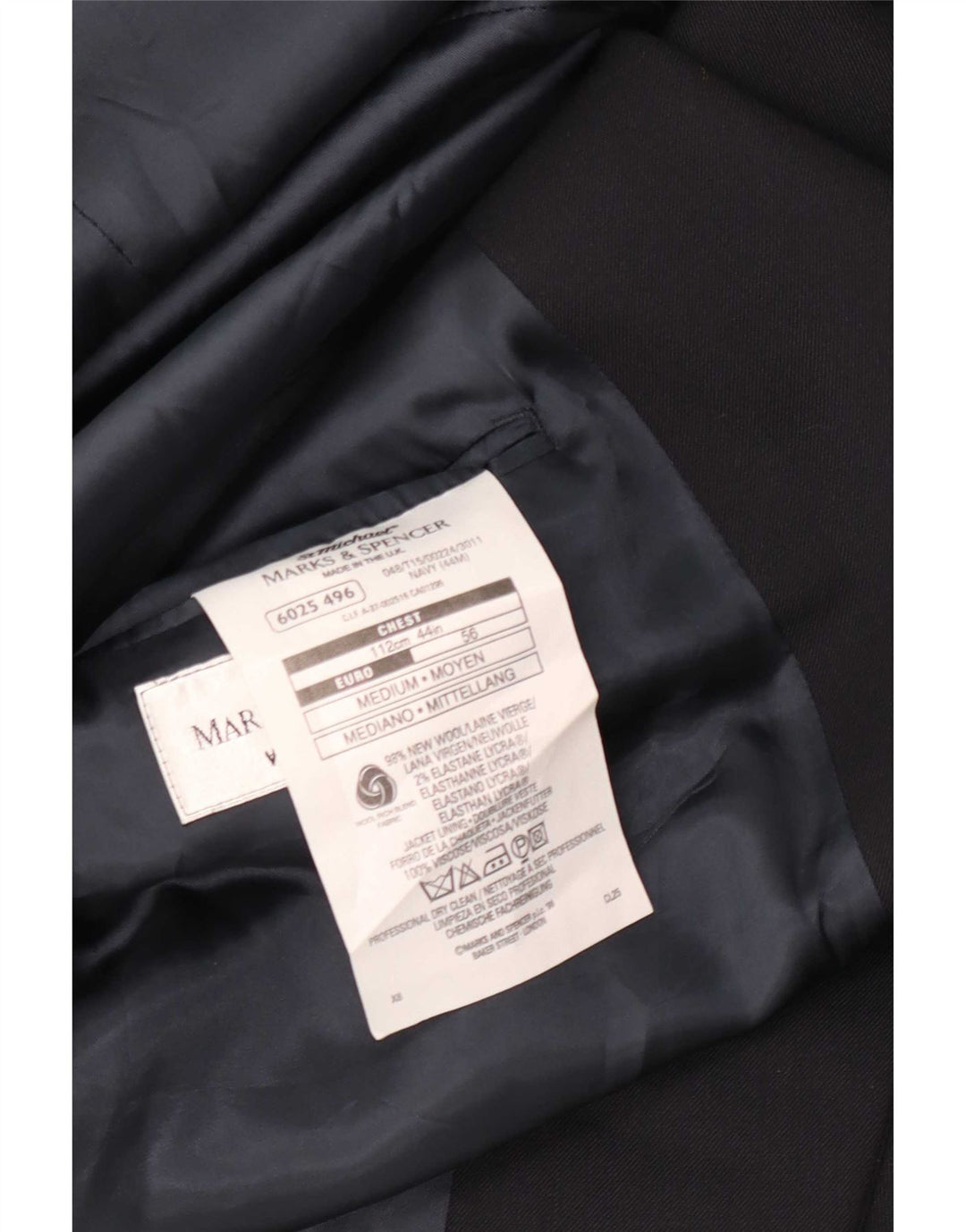 Marks & Spencer Męska marynarka zapinana na 2 guziki, UK 44 XL, czarna wełna