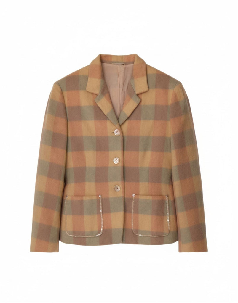DANIEL HECHTER Womens Blazer Jacket UK 14 Large  Multicoloured Check Vintage Daniel Hechter and Second-Hand Daniel Hechter from Messina Hembry 