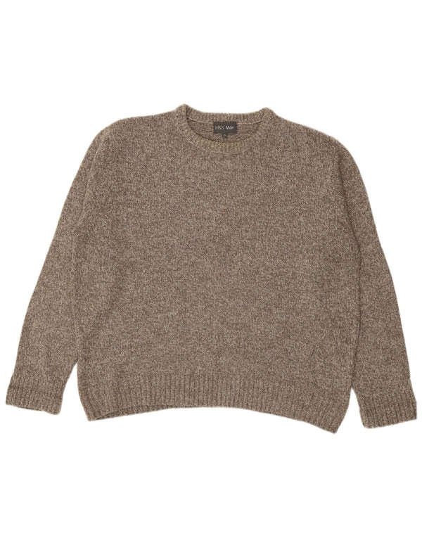Marks & Spencer Męski sweter z okrągłym dekoltem XL, brązowy, nakrapiany akryl