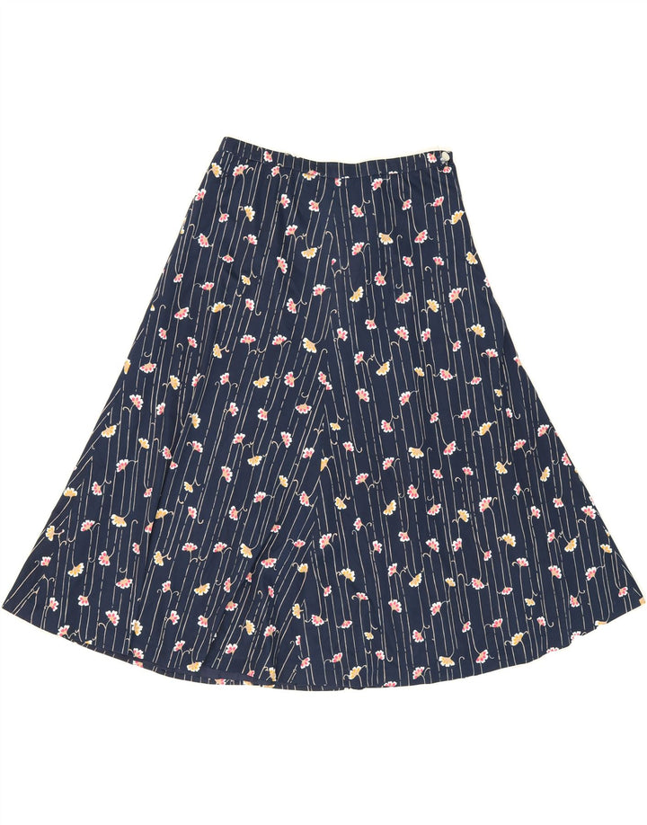 VINTAGE Womens A-Line Skirt W28 Medium Navy Blue Floral Vintage Vintage and Second-Hand Vintage from Messina Hembry 