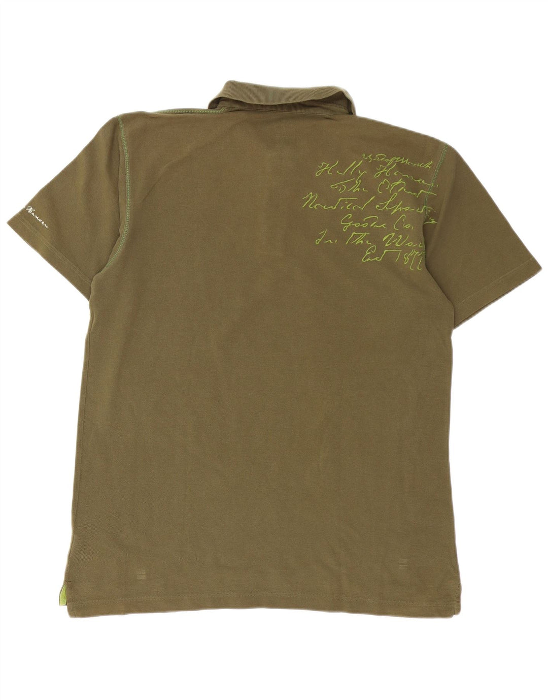 Męska koszulka polo HELLY HANSEN z grafiką, duża, bawełniana w kolorze khaki