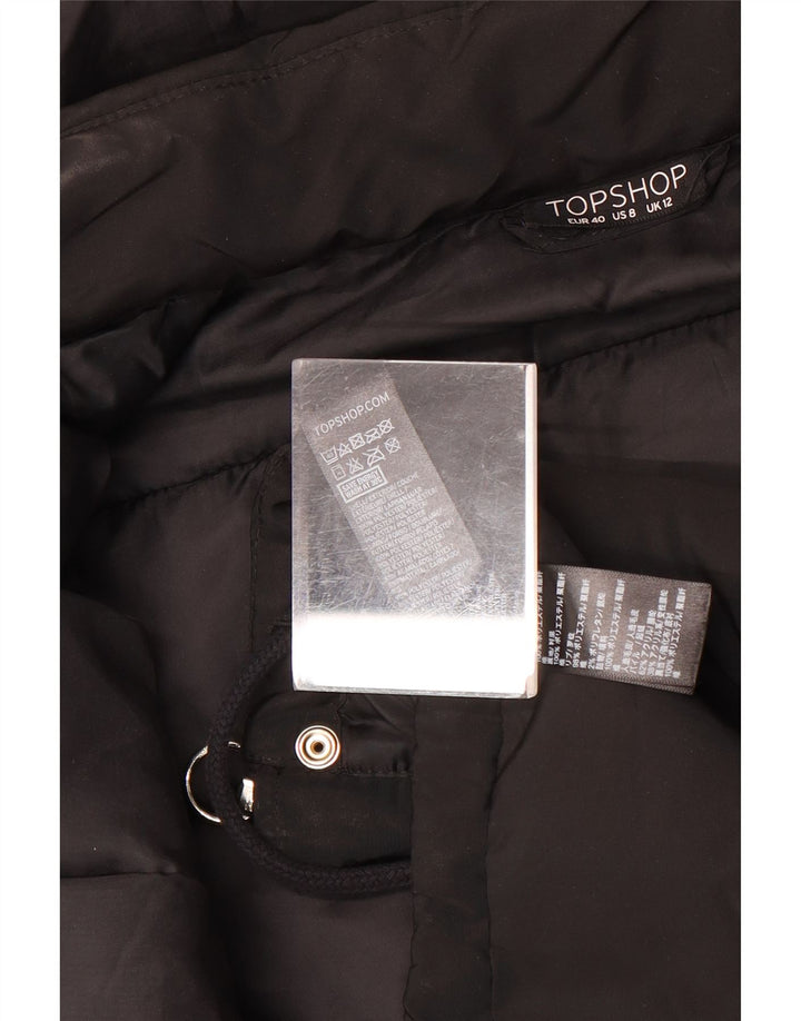 Damska ocieplana kurtka z kapturem Topshop UK 12, średni czarny poliester