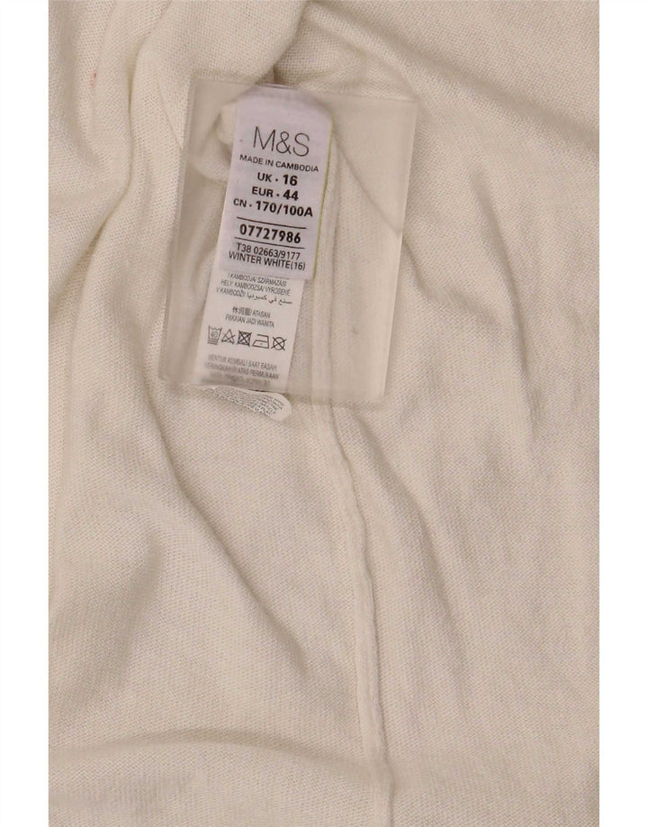 Sweter damski Marks & Spencer Longline Open Cardigan UK 16, duży, biały