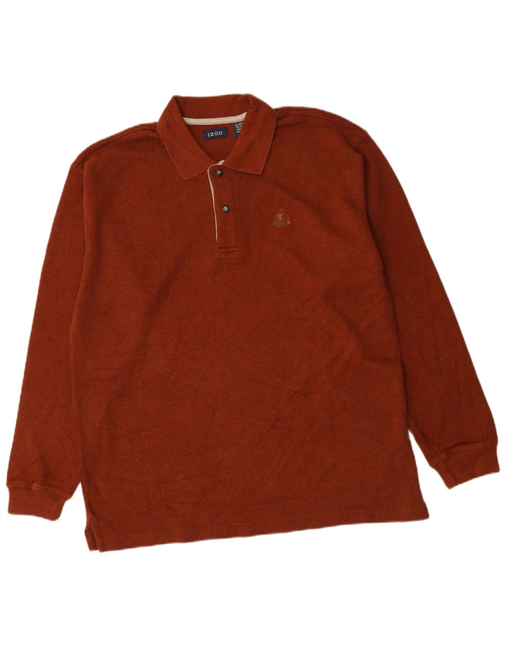 IZOD Męski sweter polo, duży, bordowy, bawełniany