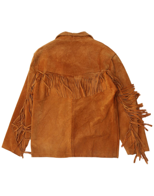Zamszowa kurtka męska w stylu vintage IT 52 XL Brązowa kowbojka