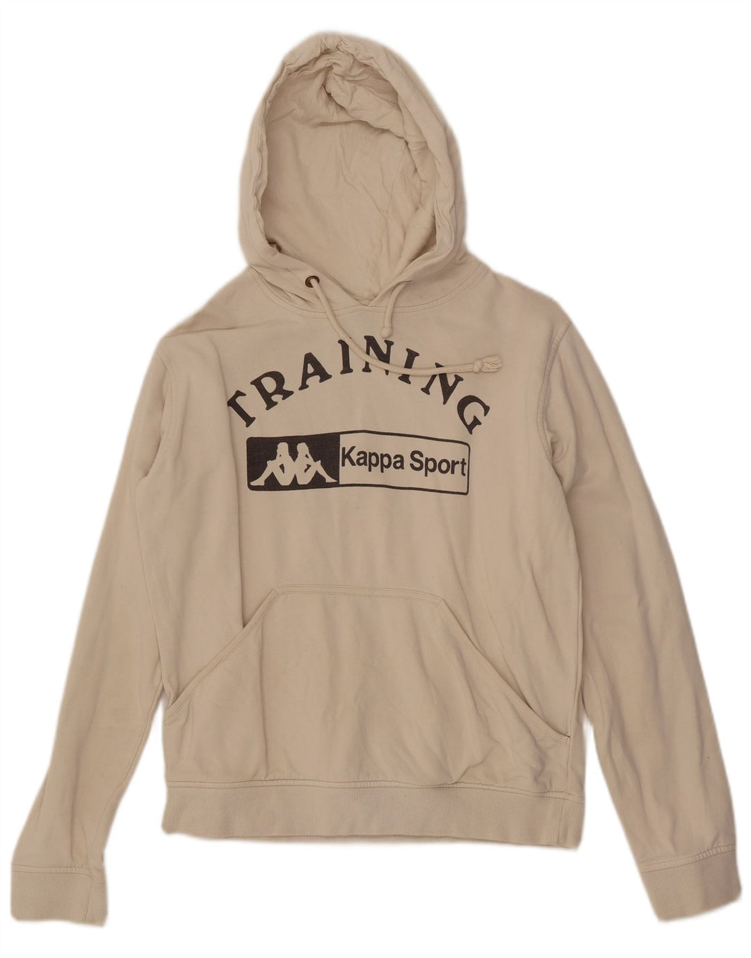 Damski sweter treningowy KAPPA z grafiką, UK 14, średni, złamanej bieli, bawełniany