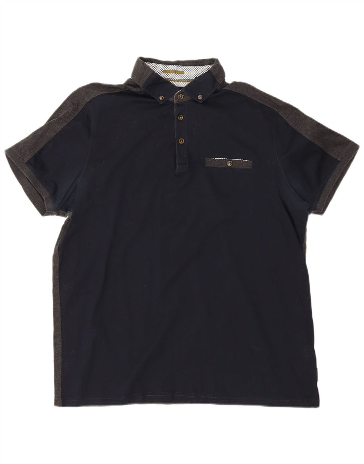 Męska koszulka polo Ted Baker, rozmiar 4, duża, granatowa, bawełniana w bloki kolorów