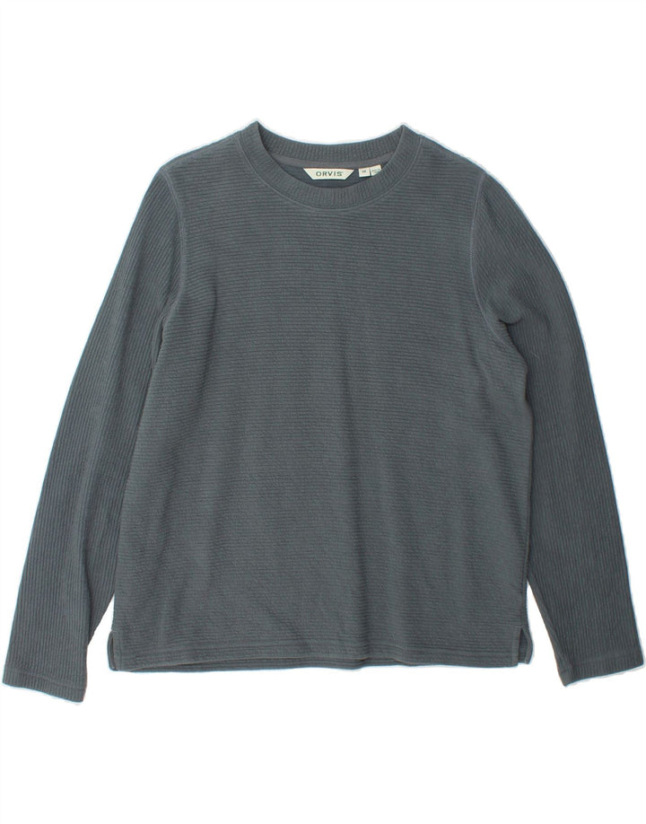 ORVIS Womens Top Long Sleeve UK 14 Medium Grey Cotton Vintage Orvis and Second-Hand Orvis from Messina Hembry 
