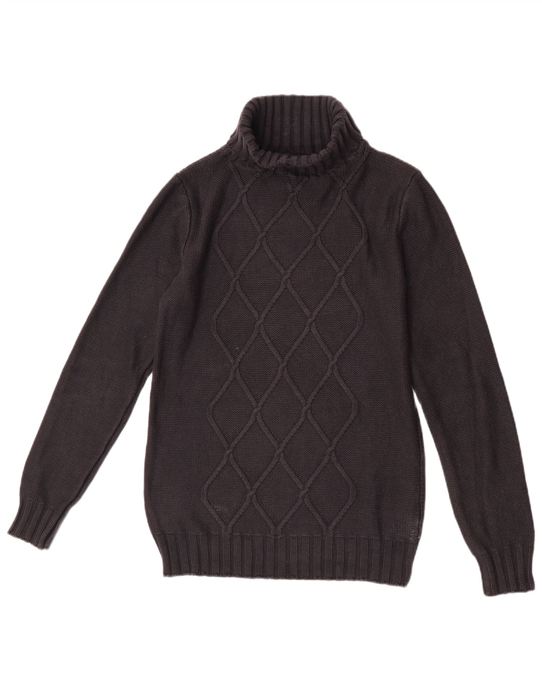 Sweter damski w stylu vintage z wywijanym dekoltem UK 12 Średni czarny Argyle/Diament