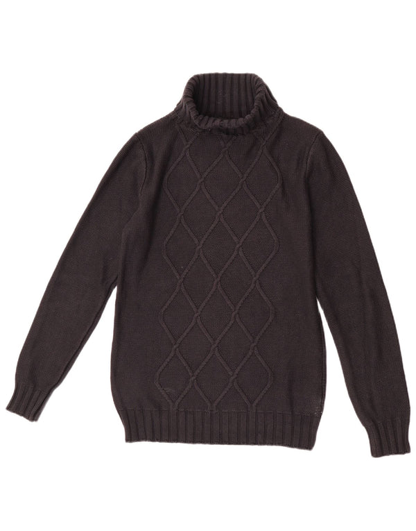 Sweter damski w stylu vintage z wywijanym dekoltem UK 12 Średni czarny Argyle/Diament