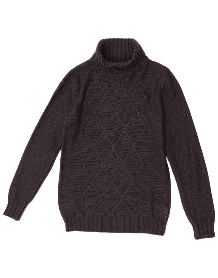 Sweter damski w stylu vintage z wywijanym dekoltem UK 12 Średni czarny Argyle/Diament