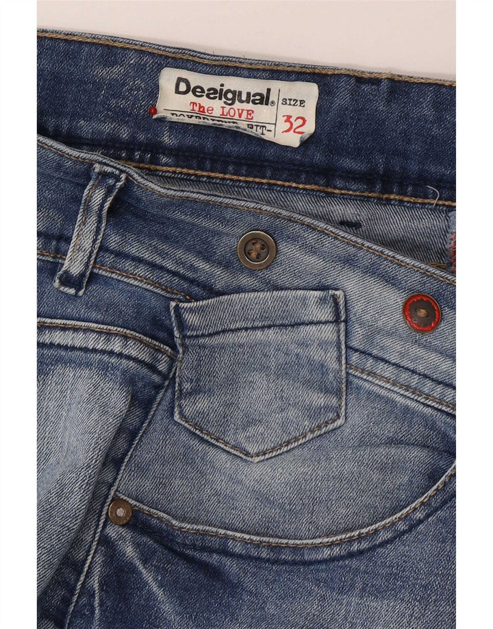 Damskie jeansy Desigual Graphic Slim W32 L30 Niebieskie kwiaty