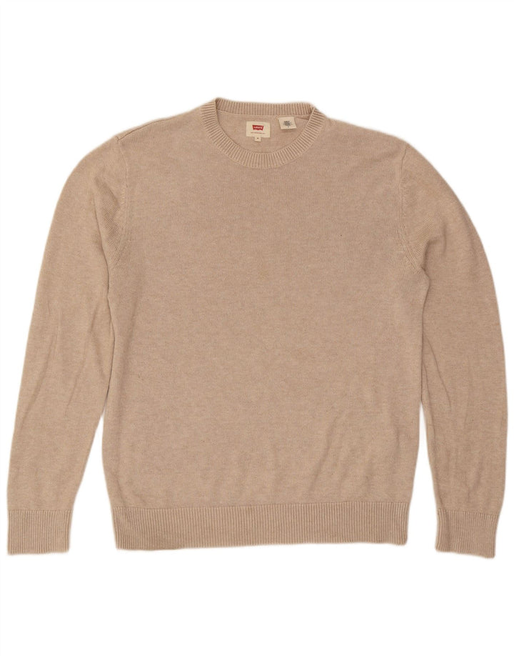 Męski sweter z okrągłym dekoltem Levi's, średnio beżowy, bawełniany