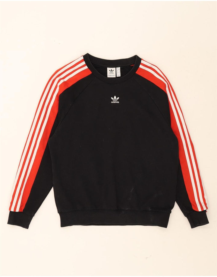 ADIDAS Womens Sweatshirt Jumper UK 12 Medium  Black Colourblock Polyester Vintage Adidas and Second-Hand Adidas from Messina Hembry 