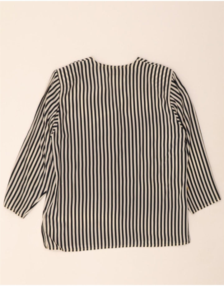 MARINA RINALDI Womens Shirt Blouse Size 17 Small Black Striped Silk Vintage Marina Rinaldi and Second-Hand Marina Rinaldi from Messina Hembry 