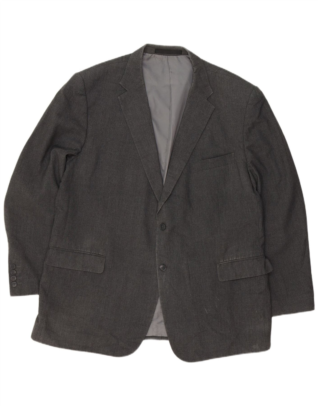 MARKS & SPENCER Mens 2 Button Blazer Jacket UK 42 XL Grey Polyester