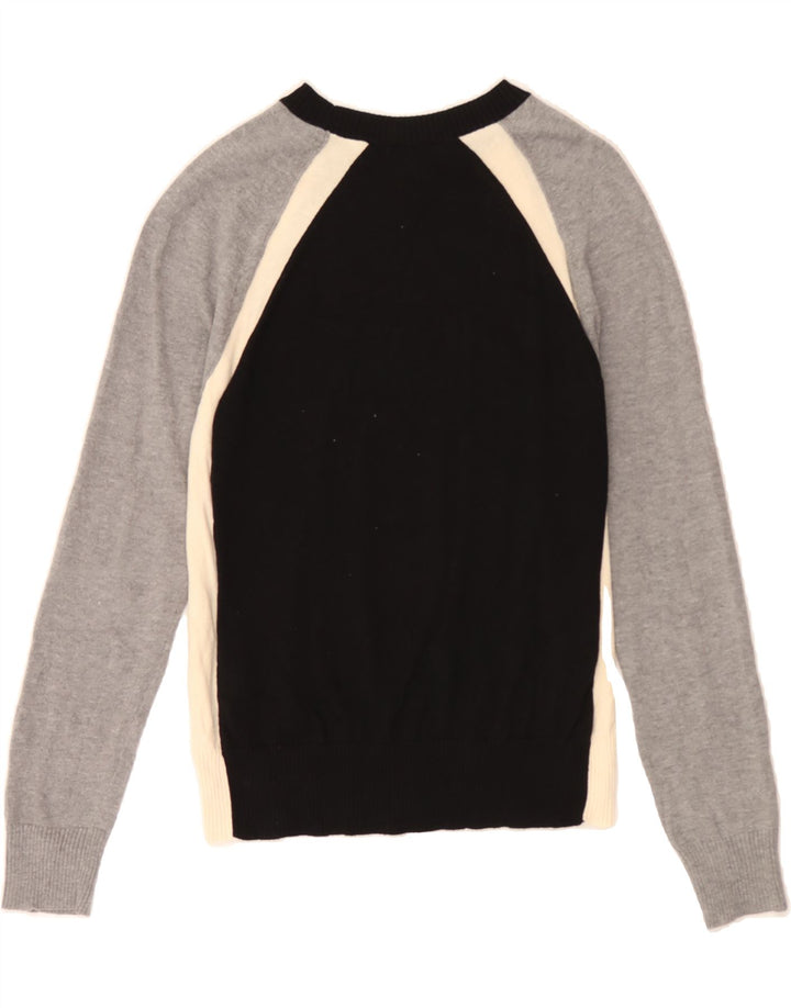 CHAPS Womens Crew Neck Jumper Sweater UK 12 Medium Black Colourblock Vintage Chaps and Second-Hand Chaps from Messina Hembry 