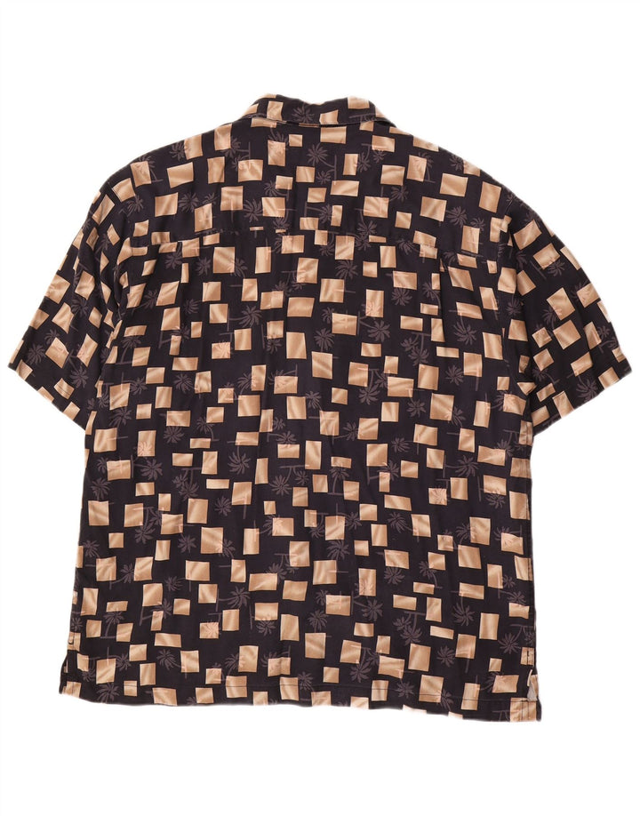 Męska koszula z krótkim rękawem Joseph & Feiss, duża, czarna, z geometrycznego jedwabiu