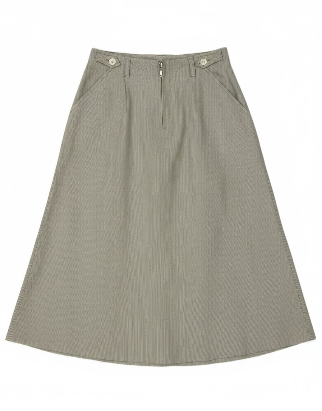 Rozkloszowana spódnica damska w stylu vintage IT 46, duża, W30, poliester w zielone paski