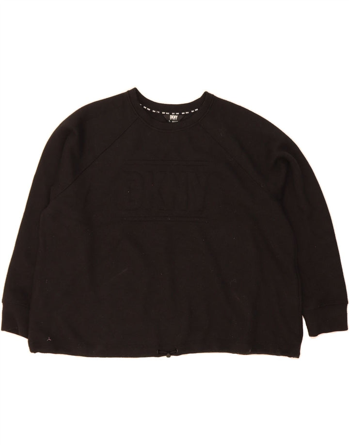 DKNY Womens Oversized Graphic Sweatshirt Jumper UK 18 XL Black Polyester Vintage Dkny and Second-Hand Dkny from Messina Hembry 
