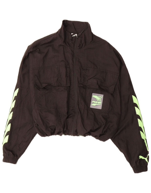 Damska kurtka dresowa PUMA Crop Graphic UK 14 Średni czarny nylon