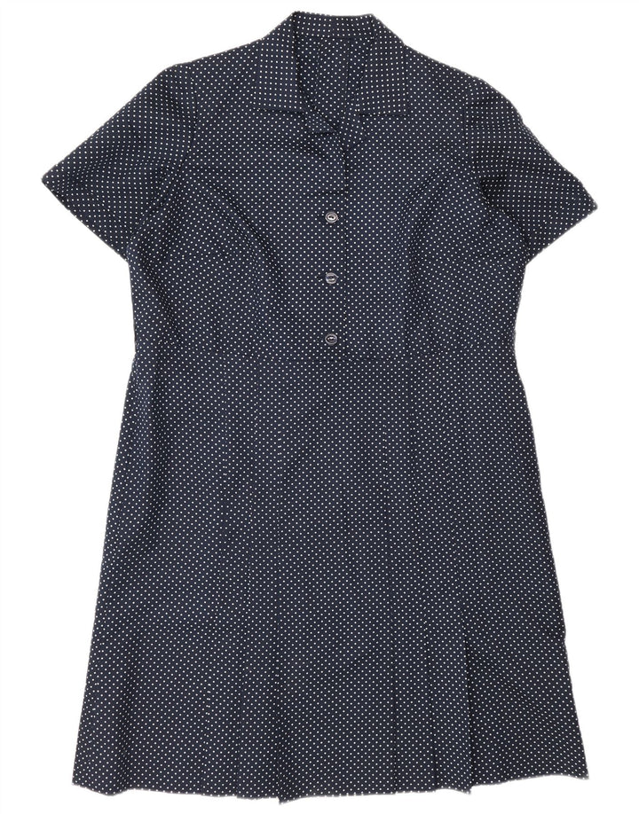 Vintage damska sukienka typu shift UK 16, duża, granatowa w cętki