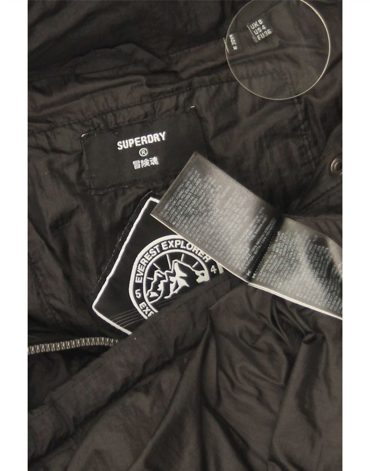 Damska kurtka Superdry z kapturem, oversize, wyściełana UK 8, mały, czarny nylon