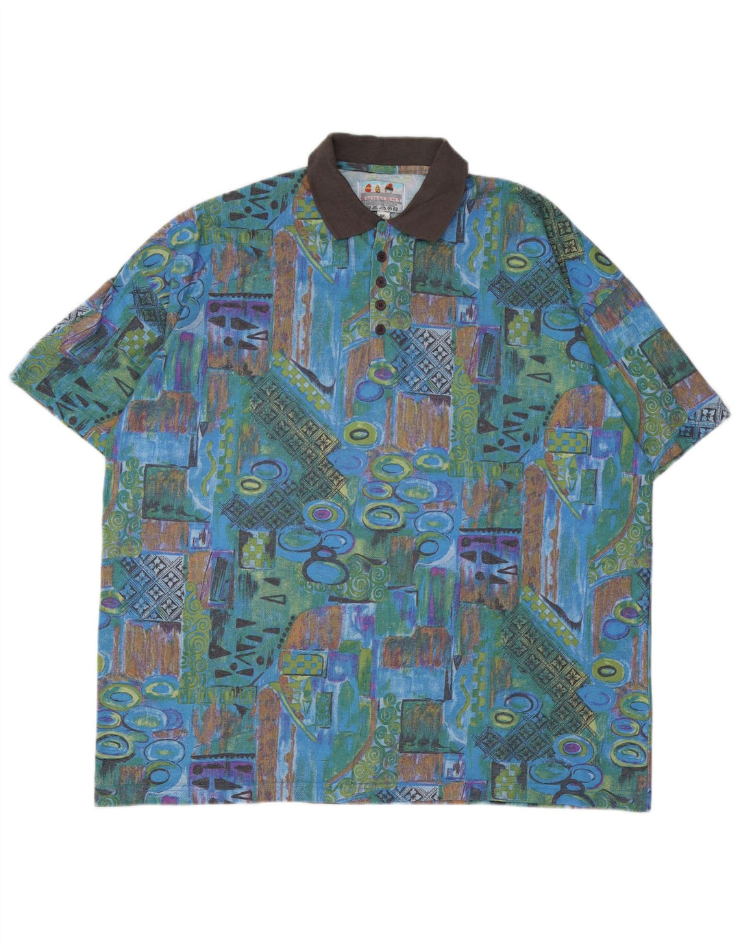 Męska koszulka polo VINTAGE UK 45/46 2XL Wielobarwna, patchworkowa bawełna