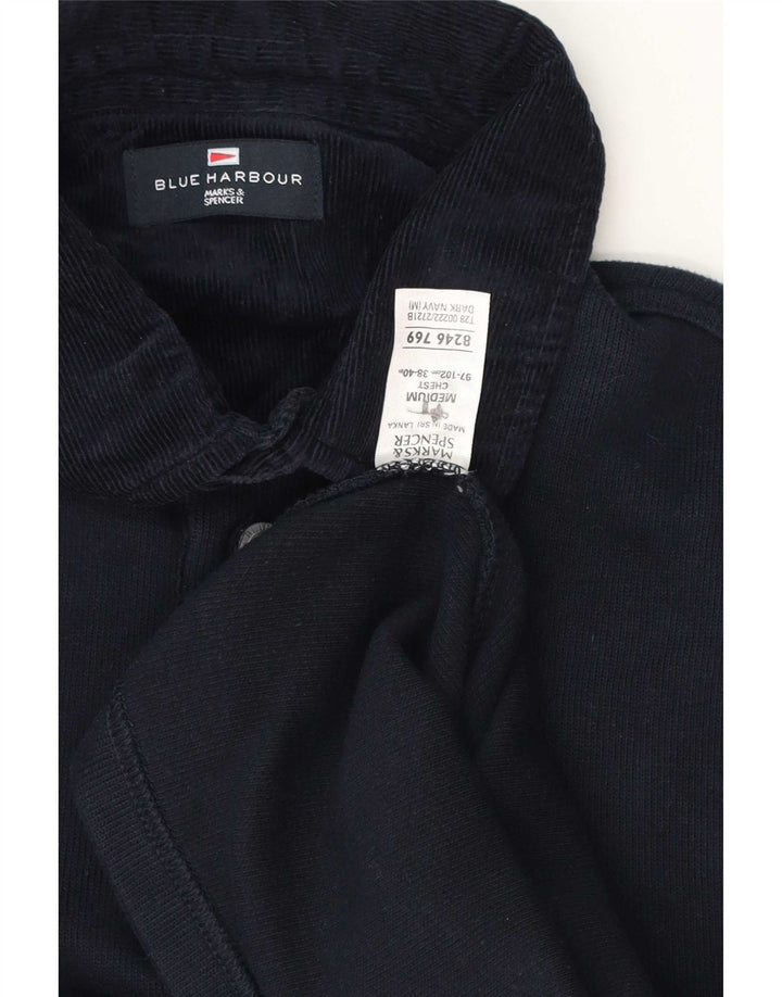 Męska koszulka polo Marks & Spencer w kolorze niebieskim Harbor z długim rękawem, średnia, granatowa, bawełniana