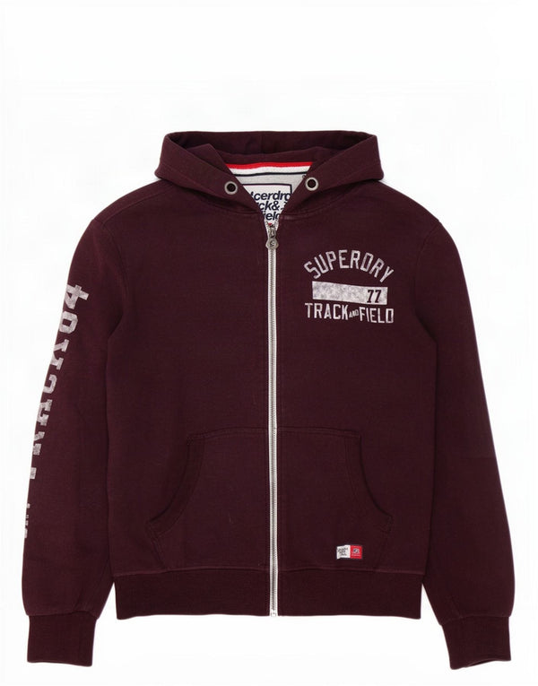 Męski sweter z kapturem Superdry z grafiką i zamkiem XL, bordowa bawełna