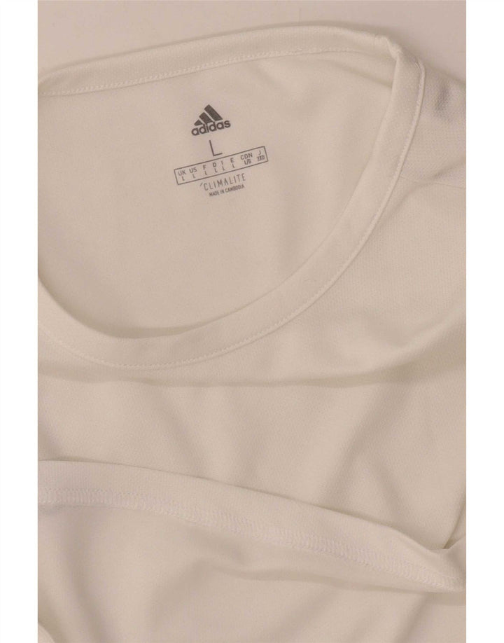 Adidas Męska koszulka Climalite Top, duża, biała, z blokami kolorów