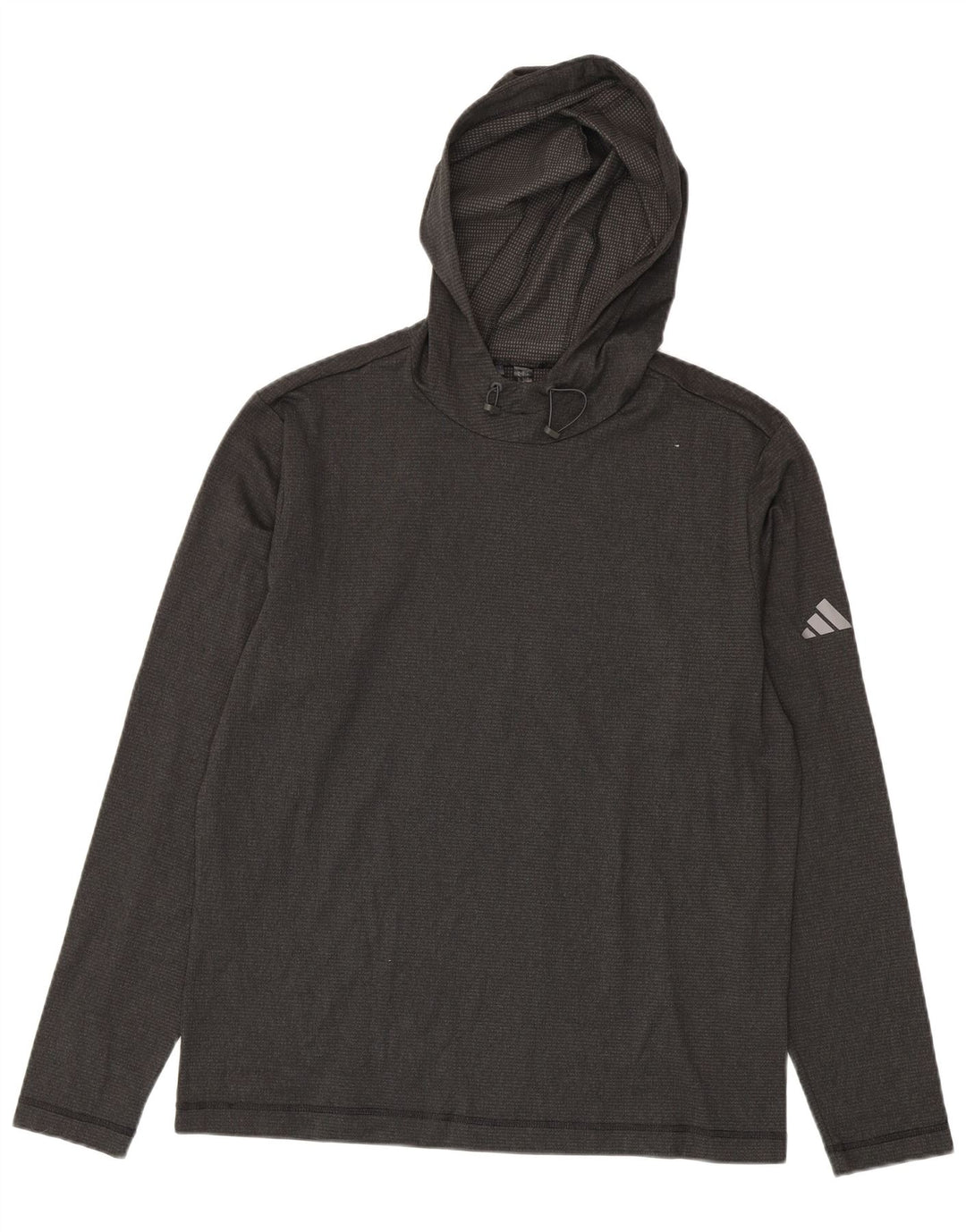 Męska koszulka z kapturem i długim rękawem Adidas, średnioszara, poliestrowa