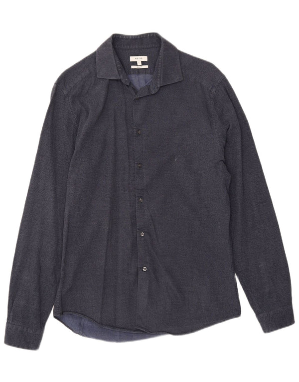 Koszula męska Reiss Slim Fit, duża, granatowa, bawełniana