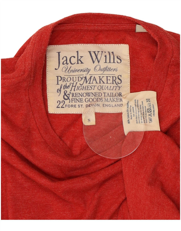 Męski top graficzny JACK WILLS z długim rękawem, mały, czerwony, bawełniany