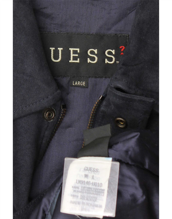 Męska kurtka bomberka Guess UK 40, duża, granatowa, bawełniana