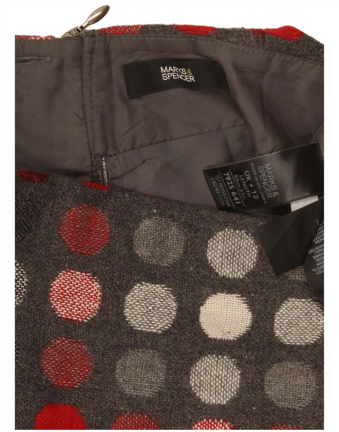 Marks & Spencer Damska prosta spódnica UK 12 Medium W30 Szara w kropki