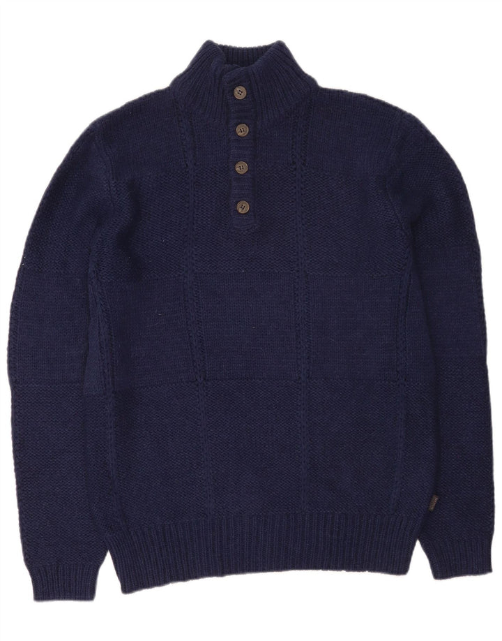 Męski sweter zapinany na guziki HUGO BOSS o regularnym kroju, duży, granatowy