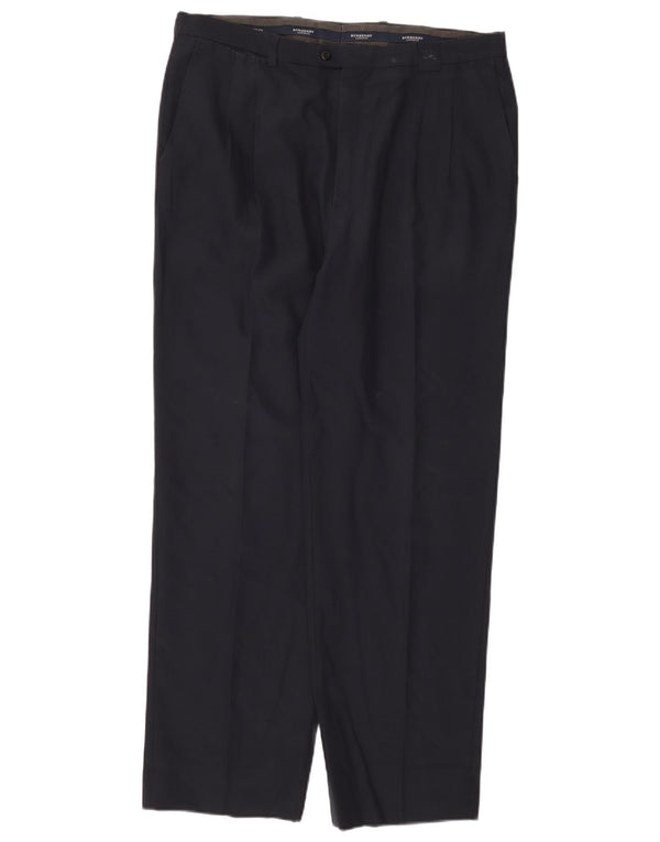 Męskie spodnie garniturowe Burberry IT 48 Medium W36 L31 Granatowa wełna