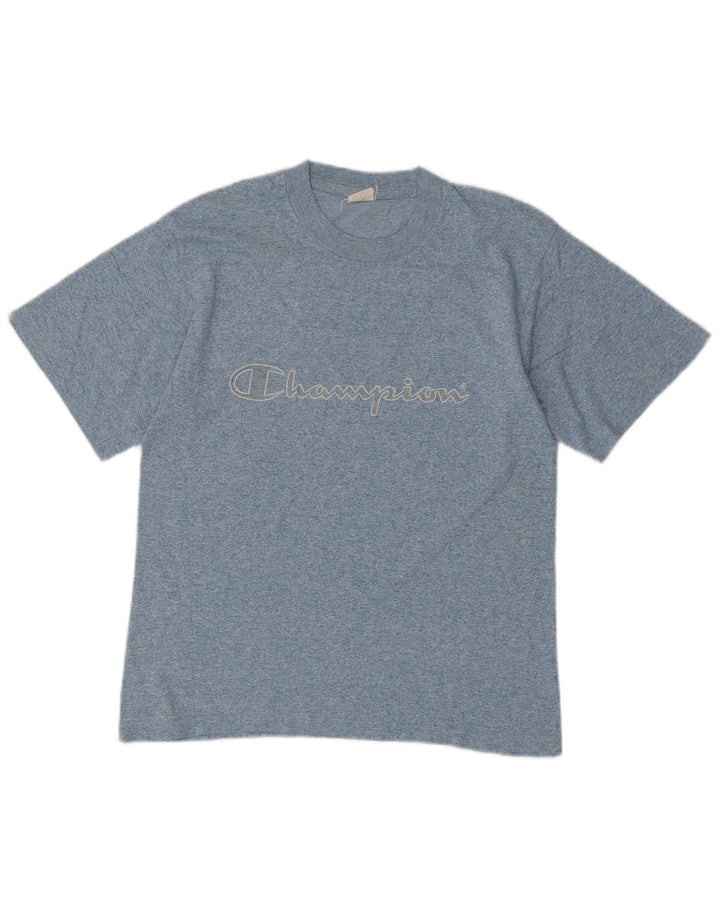 Męski T-shirt Champion z grafiką, mały, niebieski, z bawełny w cętki