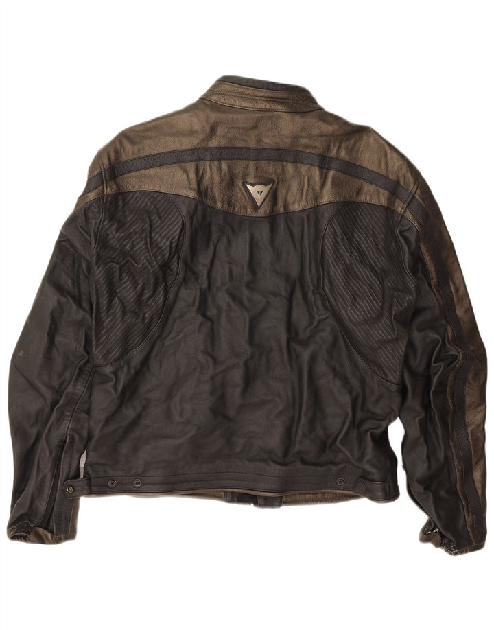 Męska skórzana kurtka wyścigowa Dainese EU 54, duża czarna skóra z blokami kolorów